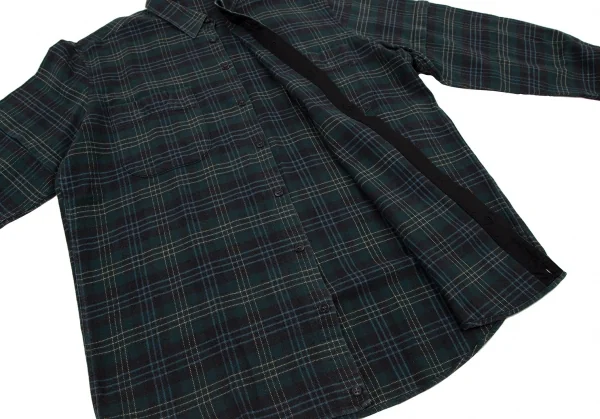 パパスPapas コットンフランネルオーバーチェックシャツ 紺50L K-109153_012