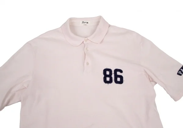 パパスプラスPapas+ ナンバリングパッチ鹿の子ポロシャツ 薄ピンクL K-109160_002