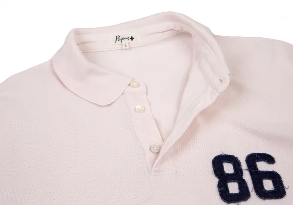 パパスプラスPapas+ ナンバリングパッチ鹿の子ポロシャツ 薄ピンクL K-109160_004