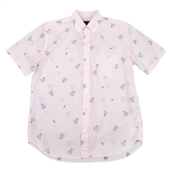パパスプラスPapas+ ベアカットジャガード半袖シャツ ライトピンクL K-109163_001