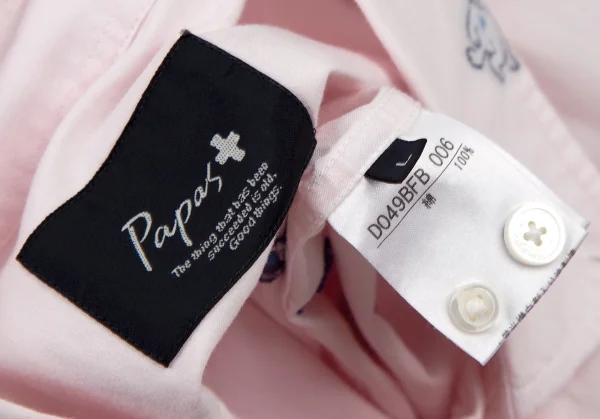 パパスプラスPapas+ ベアカットジャガード半袖シャツ ライトピンクL K-109163_013
