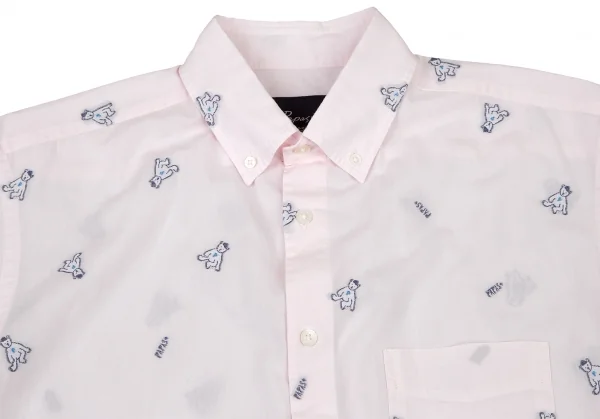 パパスプラスPapas+ ベアカットジャガード半袖シャツ ライトピンクL K-109163_002