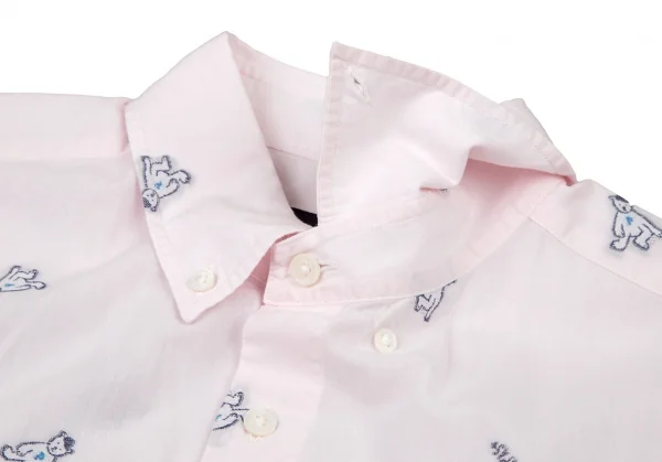 パパスプラスPapas+ ベアカットジャガード半袖シャツ ライトピンクL K-109163_003