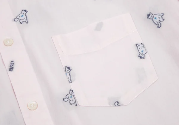 パパスプラスPapas+ ベアカットジャガード半袖シャツ ライトピンクL K-109163_006