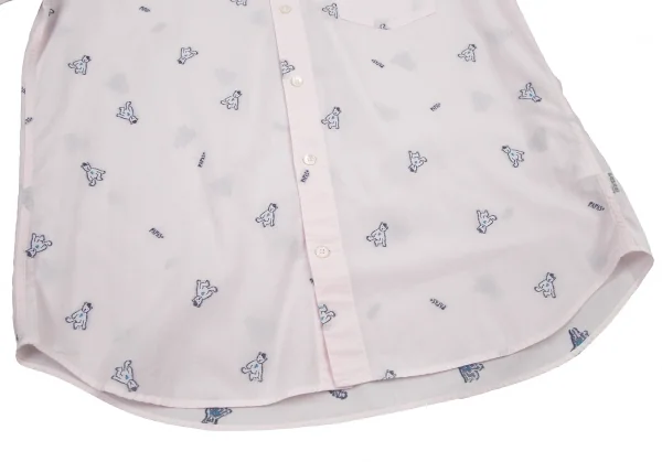 パパスプラスPapas+ ベアカットジャガード半袖シャツ ライトピンクL K-109163_007