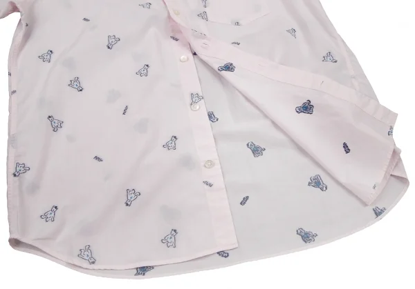 パパスプラスPapas+ ベアカットジャガード半袖シャツ ライトピンクL K-109163_009