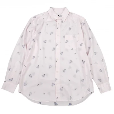 パパスプラスPapas+ ベアカットジャガードシャツ ライトピンク