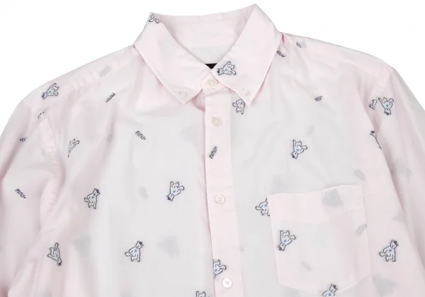 パパスプラスPapas+ ベアカットジャガードシャツ ライトピンクL K-109164_002