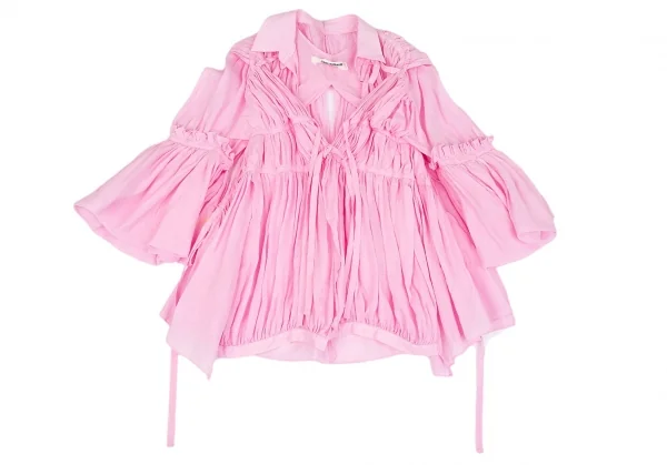 ジュンヤワタナベ コムデギャルソンJUNYA WATANABE COMME des GARCONS リネンギャザーデザインブラウス ピンクS K-109191_002