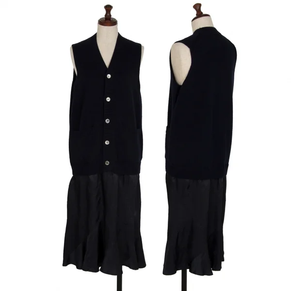 ジュンヤワタナベ コムデギャルソンJUNYA WATANABE COMME des GARCONS ニットベストドッキングワンピース 紺M位 K-109196_001