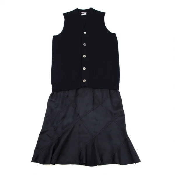 ジュンヤワタナベ コムデギャルソンJUNYA WATANABE COMME des GARCONS ニットベストドッキングワンピース 紺M位 K-109196_002