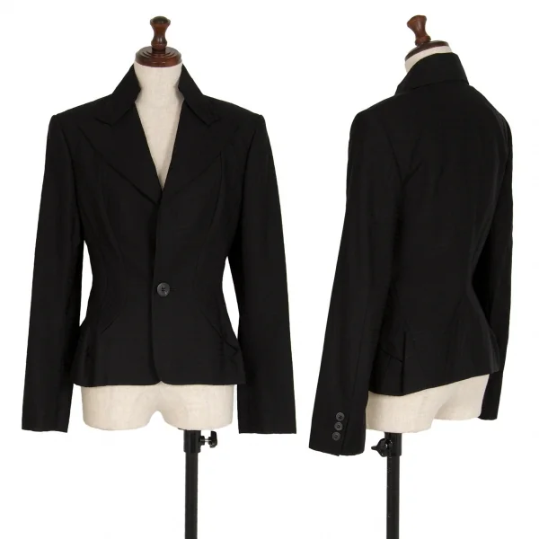 ジュンヤワタナベ コムデギャルソンJUNYA WATANABE COMME des GARCONSハウンドトゥース変形ピークドラペルジャケット 黒M K-109198_001