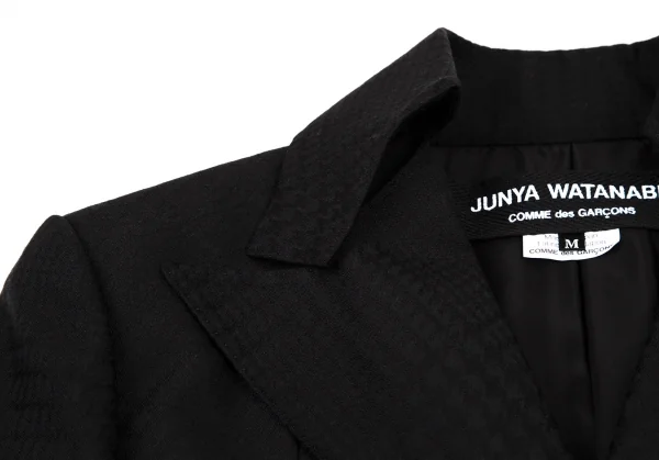 ジュンヤワタナベ コムデギャルソンJUNYA WATANABE COMME des GARCONSハウンドトゥース変形ピークドラペルジャケット 黒M K-109198_004