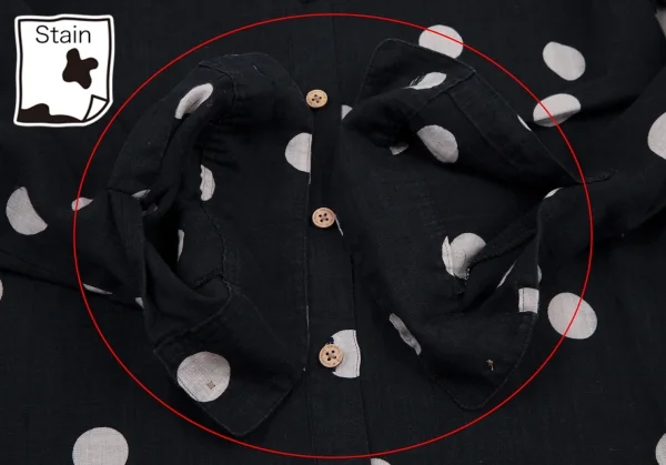 マドモアゼルノンノンMademoiselle NON NON リネンボイルドットプリントシャツ 紺白38M K-109205_010