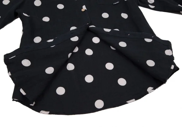 マドモアゼルノンノンMademoiselle NON NON リネンボイルドットプリントシャツ 紺白38M K-109205_012