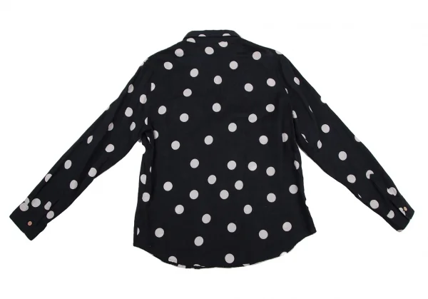 マドモアゼルノンノンMademoiselle NON NON リネンボイルドットプリントシャツ 紺白38M K-109205_013