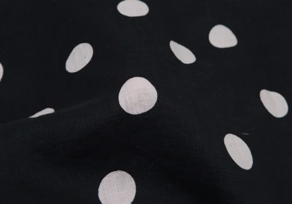 マドモアゼルノンノンMademoiselle NON NON リネンボイルドットプリントシャツ 紺白38M K-109205_015