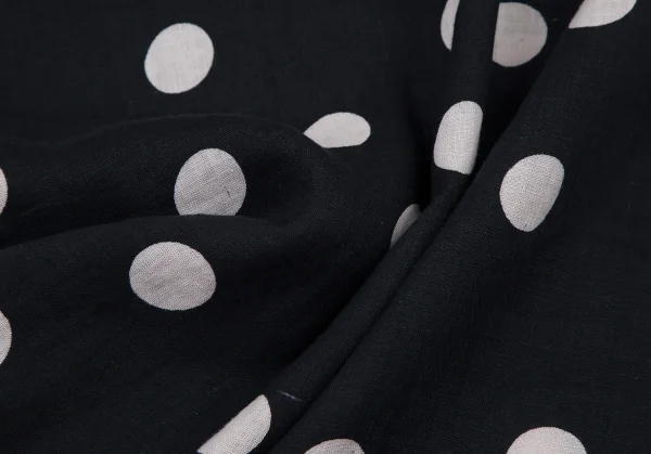 マドモアゼルノンノンMademoiselle NON NON リネンボイルドットプリントシャツ 紺白38M K-109205_016