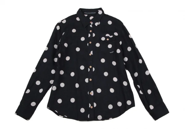 マドモアゼルノンノンMademoiselle NON NON リネンボイルドットプリントシャツ 紺白38M K-109205_002