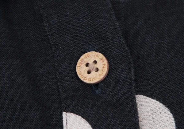 マドモアゼルノンノンMademoiselle NON NON リネンボイルドットプリントシャツ 紺白38M K-109205_004