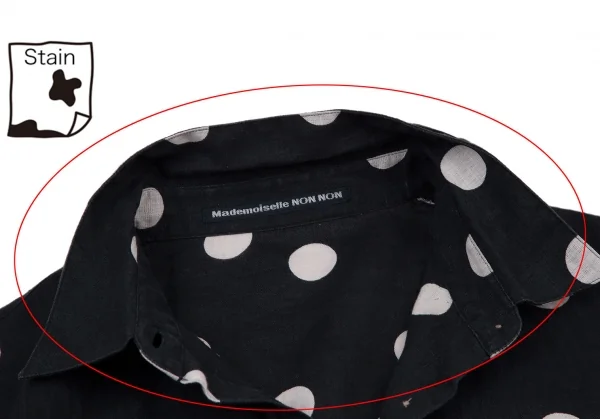 マドモアゼルノンノンMademoiselle NON NON リネンボイルドットプリントシャツ 紺白38M K-109205_005