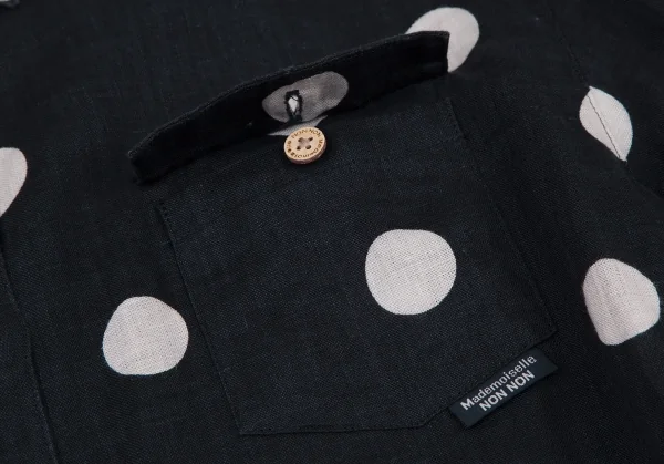 マドモアゼルノンノンMademoiselle NON NON リネンボイルドットプリントシャツ 紺白38M K-109205_007
