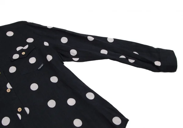 マドモアゼルノンノンMademoiselle NON NON リネンボイルドットプリントシャツ 紺白38M K-109205_008