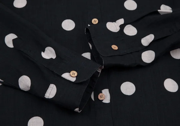 マドモアゼルノンノンMademoiselle NON NON リネンボイルドットプリントシャツ 紺白38M K-109205_009