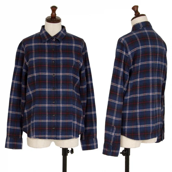 マドモアゼルノンノンMademoiselle NON NON コットンフランネルチェックシャツ 青38M K-109212_001