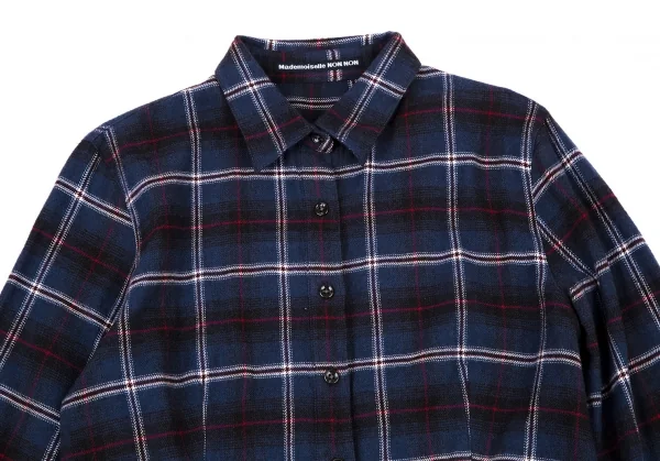 マドモアゼルノンノンMademoiselle NON NON コットンフランネルチェックシャツ 青38M K-109212_003