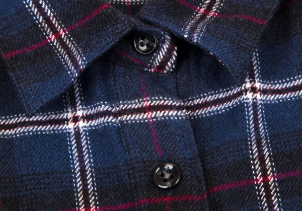 マドモアゼルノンノンMademoiselle NON NON コットンフランネルチェックシャツ 青38M K-109212_004