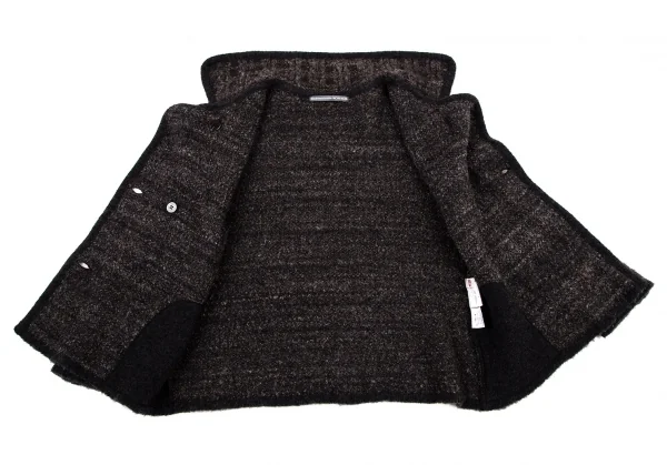 マドモアゼルノンノンMademoiselle NON NON ループツイードチェックニットジャケット 茶黒38M K-109217_011