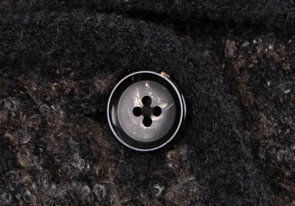 マドモアゼルノンノンMademoiselle NON NON ループツイードチェックニットジャケット 茶黒38M K-109217_004