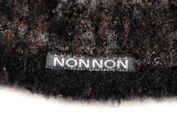 マドモアゼルノンノンMademoiselle NON NON ループツイードチェックニットジャケット 茶黒38M K-109217_008