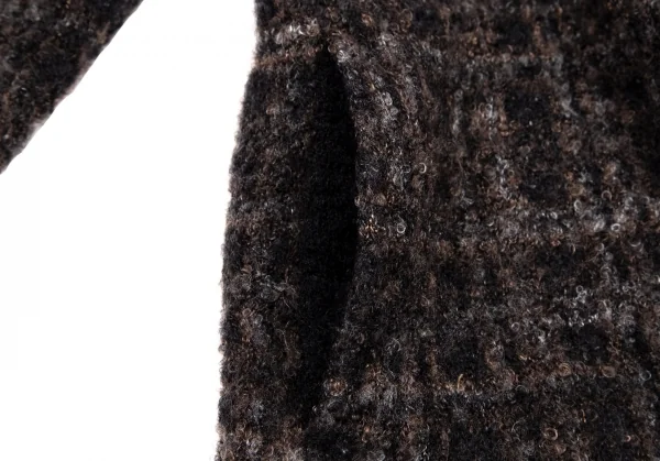 マドモアゼルノンノンMademoiselle NON NON ループツイードチェックニットジャケット 茶黒38M K-109217_009