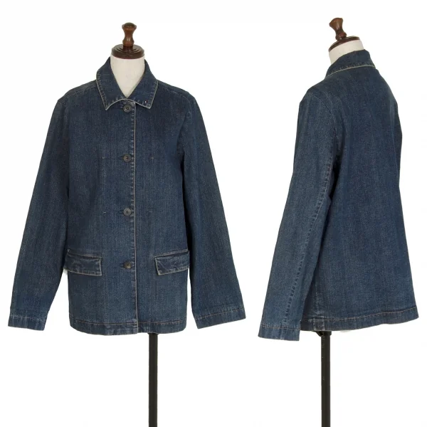 マドモアゼルノンノンMademoiselle NON NON ストレッチデニムカバーオールジャケット インディゴM位 K-109219_001