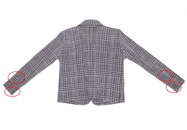 プリーツプリーズPLEATS PLEASE グレンチェック転写プリントプリーツジャケット グレーパープル3 K-109250_011