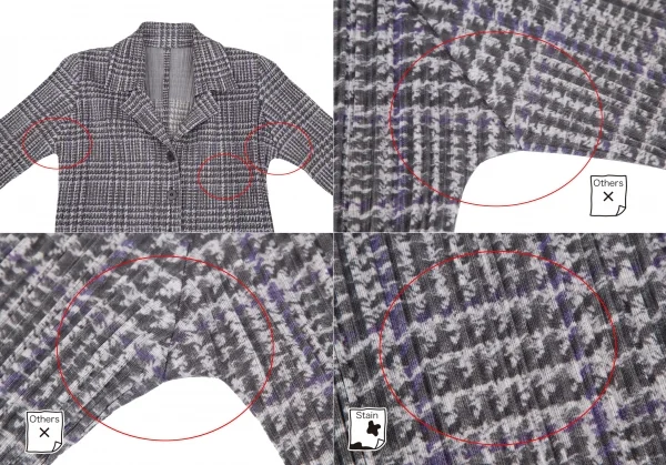 プリーツプリーズPLEATS PLEASE グレンチェック転写プリントプリーツジャケット グレーパープル3 K-109250_003