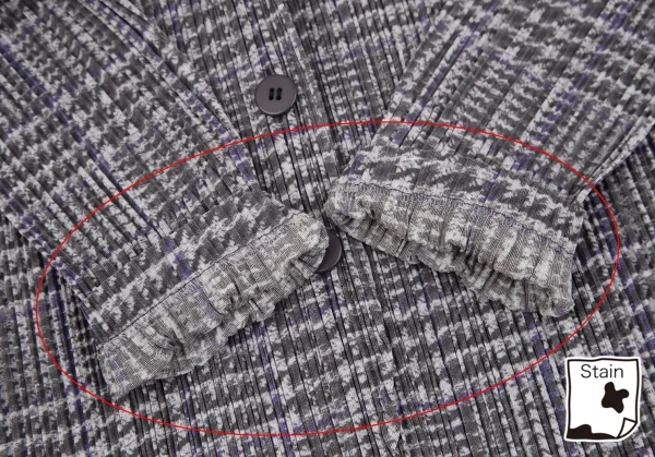 プリーツプリーズPLEATS PLEASE グレンチェック転写プリントプリーツジャケット グレーパープル3 K-109250_008