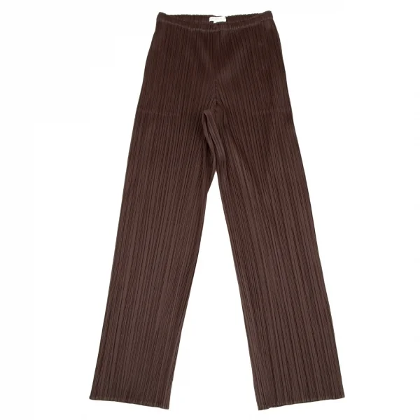 プリーツプリーズPLEATS PLEASE プリーツワイドパンツ 焦げ茶2 K-109255_001