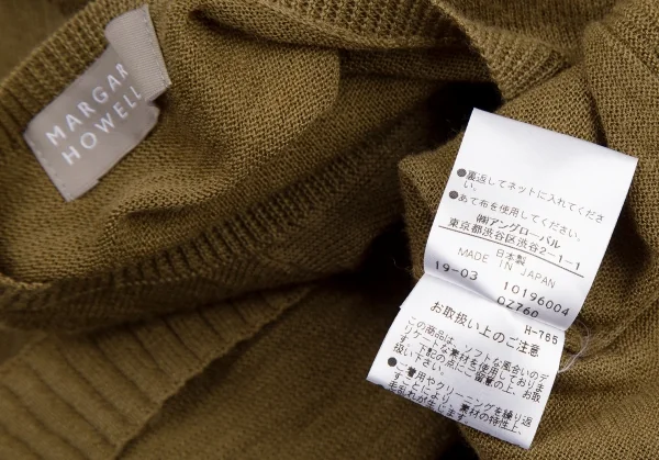 マーガレットハウエルMARGARET HOWELL リネンコットンVネックニット カーキII K-109271_012
