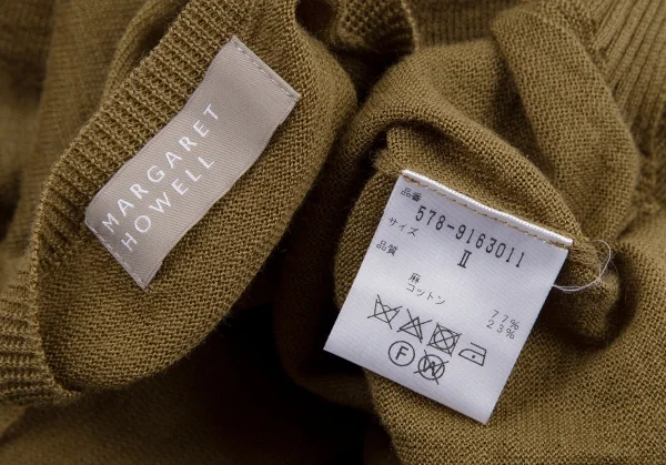 マーガレットハウエルMARGARET HOWELL リネンコットンVネックニット カーキII K-109271_013