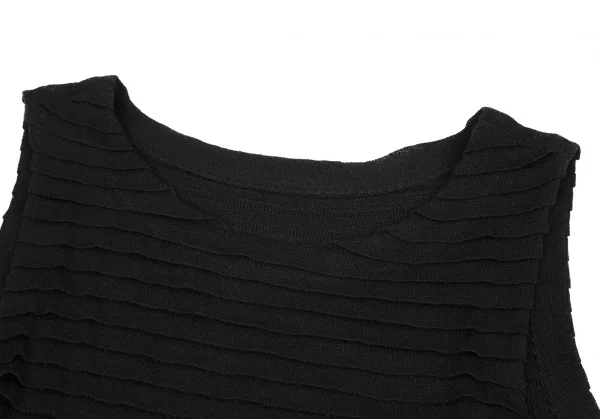 イッセイミヤケ ハートISSEY MIYAKE HaaT シルクコットンティアードフリルノースリーブ 黒2 K-109275_006