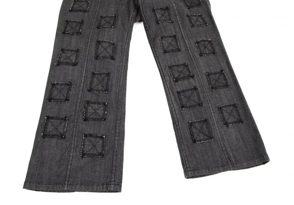 イッセイミヤケ ハートISSEY MIYAKE HaaT ストレッチスクエアパッチクロップドパンツ ブラック1 K-109279_006