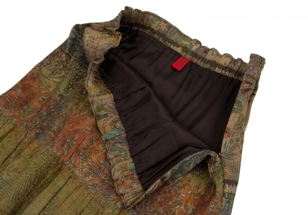 イッセイミヤケ ハートISSEY MIYAKE HaaT ジャガードパネル切替デザインスカート 緑2 K-109281_004