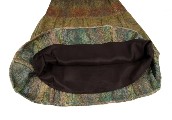 イッセイミヤケ ハートISSEY MIYAKE HaaT ジャガードパネル切替デザインスカート 緑2 K-109281_009