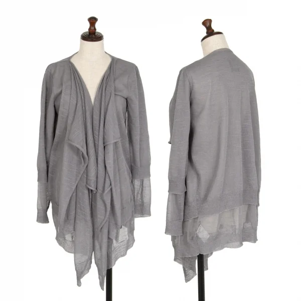 ラグネキカス フォー ヨウジヤマモトRAGNE KIKAS for Yohji Yamamoto シアーレイヤードドレープカーディガン グレー2 K-109292_001