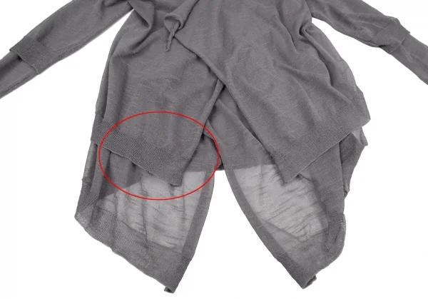 ラグネキカス フォー ヨウジヤマモトRAGNE KIKAS for Yohji Yamamoto シアーレイヤードドレープカーディガン グレー2 K-109292_011