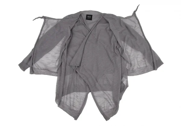 ラグネキカス フォー ヨウジヤマモトRAGNE KIKAS for Yohji Yamamoto シアーレイヤードドレープカーディガン グレー2 K-109292_013