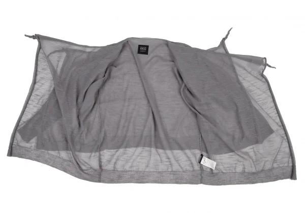 ラグネキカス フォー ヨウジヤマモトRAGNE KIKAS for Yohji Yamamoto シアーレイヤードドレープカーディガン グレー2 K-109292_014